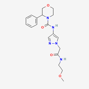 molecular formula C19H25N5O4 B7134653 N-[1-[2-(2-methoxyethylamino)-2-oxoethyl]pyrazol-4-yl]-3-phenylmorpholine-4-carboxamide 