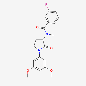 molecular formula C20H21FN2O4 B7134772 N-[1-(3,5-dimethoxyphenyl)-2-oxopyrrolidin-3-yl]-3-fluoro-N-methylbenzamide 