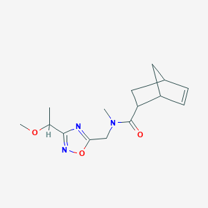 molecular formula C15H21N3O3 B7134785 N-[[3-(1-methoxyethyl)-1,2,4-oxadiazol-5-yl]methyl]-N-methylbicyclo[2.2.1]hept-5-ene-2-carboxamide 
