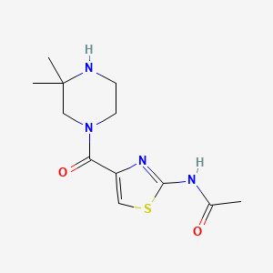 molecular formula C12H18N4O2S B7134817 N-[4-(3,3-dimethylpiperazine-1-carbonyl)-1,3-thiazol-2-yl]acetamide 