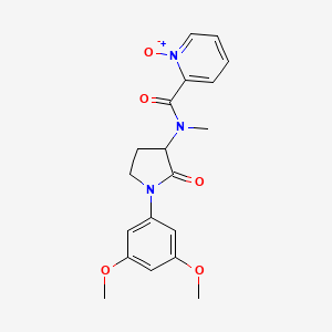 molecular formula C19H21N3O5 B7134825 N-[1-(3,5-dimethoxyphenyl)-2-oxopyrrolidin-3-yl]-N-methyl-1-oxidopyridin-1-ium-2-carboxamide 