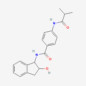 molecular formula C20H22N2O3 B7134931 N-(2-hydroxy-2,3-dihydro-1H-inden-1-yl)-4-(2-methylpropanoylamino)benzamide 