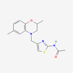 molecular formula C16H19N3O2S B7134937 N-[4-[(2,6-dimethyl-2,3-dihydro-1,4-benzoxazin-4-yl)methyl]-1,3-thiazol-2-yl]acetamide 