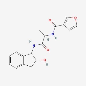 molecular formula C17H18N2O4 B7134940 N-[1-[(2-hydroxy-2,3-dihydro-1H-inden-1-yl)amino]-1-oxopropan-2-yl]furan-3-carboxamide 