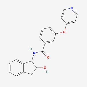 molecular formula C21H18N2O3 B7134958 N-(2-hydroxy-2,3-dihydro-1H-inden-1-yl)-3-pyridin-4-yloxybenzamide 