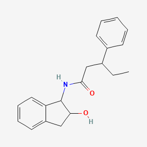 molecular formula C20H23NO2 B7134965 N-(2-hydroxy-2,3-dihydro-1H-inden-1-yl)-3-phenylpentanamide 
