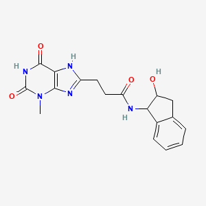 molecular formula C18H19N5O4 B7134971 N-(2-hydroxy-2,3-dihydro-1H-inden-1-yl)-3-(3-methyl-2,6-dioxo-7H-purin-8-yl)propanamide 