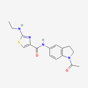molecular formula C16H18N4O2S B7135042 N-(1-acetyl-2,3-dihydroindol-5-yl)-2-(ethylamino)-1,3-thiazole-4-carboxamide 