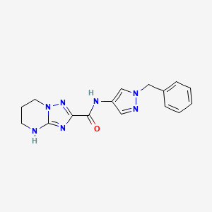 molecular formula C16H17N7O B7135052 N-(1-benzylpyrazol-4-yl)-4,5,6,7-tetrahydro-[1,2,4]triazolo[1,5-a]pyrimidine-2-carboxamide 