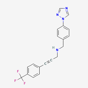 molecular formula C19H15F3N4 B7135092 N-[[4-(1,2,4-triazol-1-yl)phenyl]methyl]-3-[4-(trifluoromethyl)phenyl]prop-2-yn-1-amine 