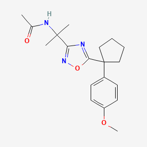 molecular formula C19H25N3O3 B7135110 N-[2-[5-[1-(4-methoxyphenyl)cyclopentyl]-1,2,4-oxadiazol-3-yl]propan-2-yl]acetamide 