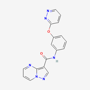 molecular formula C17H12N6O2 B7135245 N-(3-pyridazin-3-yloxyphenyl)pyrazolo[1,5-a]pyrimidine-3-carboxamide 