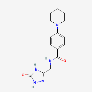 molecular formula C15H19N5O2 B7135322 N-[(5-oxo-1,4-dihydro-1,2,4-triazol-3-yl)methyl]-4-piperidin-1-ylbenzamide 