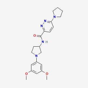 molecular formula C21H27N5O3 B7135377 N-[1-(3,5-dimethoxyphenyl)pyrrolidin-3-yl]-6-pyrrolidin-1-ylpyridazine-3-carboxamide 