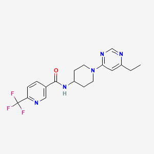 molecular formula C18H20F3N5O B7135386 N-[1-(6-ethylpyrimidin-4-yl)piperidin-4-yl]-6-(trifluoromethyl)pyridine-3-carboxamide 