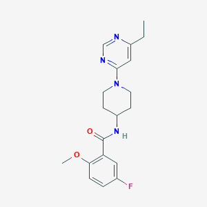 molecular formula C19H23FN4O2 B7135391 N-[1-(6-ethylpyrimidin-4-yl)piperidin-4-yl]-5-fluoro-2-methoxybenzamide 