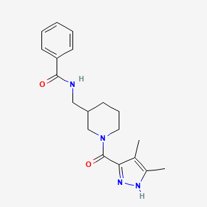 molecular formula C19H24N4O2 B7135760 N-[[1-(4,5-dimethyl-1H-pyrazole-3-carbonyl)piperidin-3-yl]methyl]benzamide 