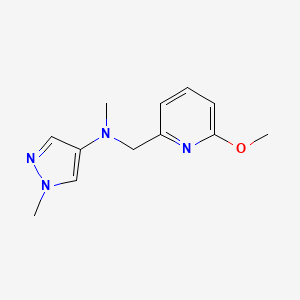 molecular formula C12H16N4O B7135853 N-[(6-methoxypyridin-2-yl)methyl]-N,1-dimethylpyrazol-4-amine 