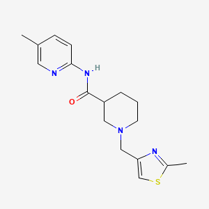 molecular formula C17H22N4OS B7135858 N-(5-methylpyridin-2-yl)-1-[(2-methyl-1,3-thiazol-4-yl)methyl]piperidine-3-carboxamide 