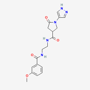 molecular formula C18H21N5O4 B7135886 N-[2-[(3-methoxybenzoyl)amino]ethyl]-5-oxo-1-(1H-pyrazol-4-yl)pyrrolidine-3-carboxamide 