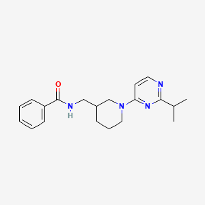 molecular formula C20H26N4O B7135968 N-[[1-(2-propan-2-ylpyrimidin-4-yl)piperidin-3-yl]methyl]benzamide 