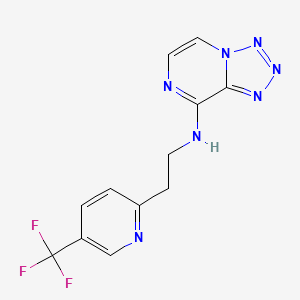 molecular formula C12H10F3N7 B7136024 N-[2-[5-(trifluoromethyl)pyridin-2-yl]ethyl]tetrazolo[1,5-a]pyrazin-8-amine 