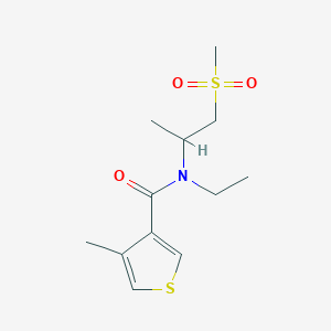 molecular formula C12H19NO3S2 B7136306 N-ethyl-4-methyl-N-(1-methylsulfonylpropan-2-yl)thiophene-3-carboxamide 