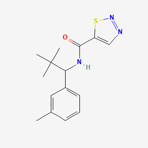 molecular formula C15H19N3OS B7136438 N-[2,2-dimethyl-1-(3-methylphenyl)propyl]thiadiazole-5-carboxamide 