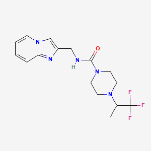 molecular formula C16H20F3N5O B7136522 N-(imidazo[1,2-a]pyridin-2-ylmethyl)-4-(1,1,1-trifluoropropan-2-yl)piperazine-1-carboxamide 