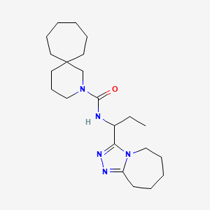 molecular formula C22H37N5O B7136526 N-[1-(6,7,8,9-tetrahydro-5H-[1,2,4]triazolo[4,3-a]azepin-3-yl)propyl]-2-azaspiro[5.6]dodecane-2-carboxamide 