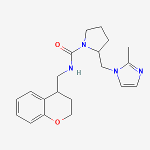 molecular formula C20H26N4O2 B7136543 N-(3,4-dihydro-2H-chromen-4-ylmethyl)-2-[(2-methylimidazol-1-yl)methyl]pyrrolidine-1-carboxamide 