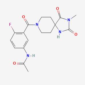 molecular formula C17H19FN4O4 B7136548 N-[4-fluoro-3-(3-methyl-2,4-dioxo-1,3,8-triazaspiro[4.5]decane-8-carbonyl)phenyl]acetamide 