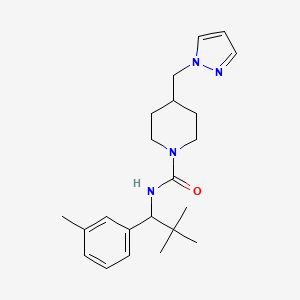 molecular formula C22H32N4O B7136565 N-[2,2-dimethyl-1-(3-methylphenyl)propyl]-4-(pyrazol-1-ylmethyl)piperidine-1-carboxamide 