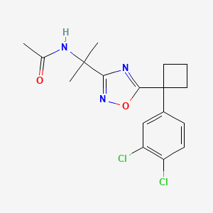 molecular formula C17H19Cl2N3O2 B7136616 N-[2-[5-[1-(3,4-dichlorophenyl)cyclobutyl]-1,2,4-oxadiazol-3-yl]propan-2-yl]acetamide 