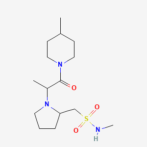 molecular formula C15H29N3O3S B7136638 N-methyl-1-[1-[1-(4-methylpiperidin-1-yl)-1-oxopropan-2-yl]pyrrolidin-2-yl]methanesulfonamide 