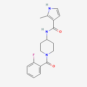 molecular formula C18H20FN3O2 B7136676 N-[1-(2-fluorobenzoyl)piperidin-4-yl]-2-methyl-1H-pyrrole-3-carboxamide 