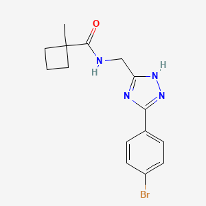 molecular formula C15H17BrN4O B7136712 N-[[3-(4-bromophenyl)-1H-1,2,4-triazol-5-yl]methyl]-1-methylcyclobutane-1-carboxamide 