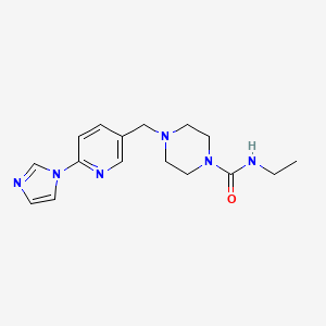 molecular formula C16H22N6O B7136929 N-ethyl-4-[(6-imidazol-1-ylpyridin-3-yl)methyl]piperazine-1-carboxamide 