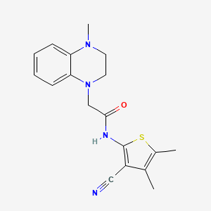 molecular formula C18H20N4OS B7136940 N-(3-cyano-4,5-dimethylthiophen-2-yl)-2-(4-methyl-2,3-dihydroquinoxalin-1-yl)acetamide 