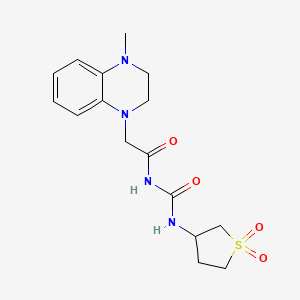 molecular formula C16H22N4O4S B7136947 N-[(1,1-dioxothiolan-3-yl)carbamoyl]-2-(4-methyl-2,3-dihydroquinoxalin-1-yl)acetamide 
