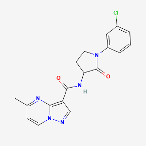 molecular formula C18H16ClN5O2 B7137080 N-[1-(3-chlorophenyl)-2-oxopyrrolidin-3-yl]-5-methylpyrazolo[1,5-a]pyrimidine-3-carboxamide 
