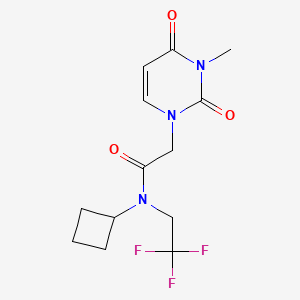 molecular formula C13H16F3N3O3 B7137153 N-cyclobutyl-2-(3-methyl-2,4-dioxopyrimidin-1-yl)-N-(2,2,2-trifluoroethyl)acetamide 