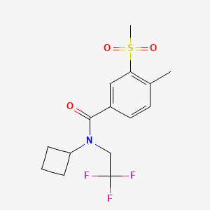 molecular formula C15H18F3NO3S B7137169 N-cyclobutyl-4-methyl-3-methylsulfonyl-N-(2,2,2-trifluoroethyl)benzamide 