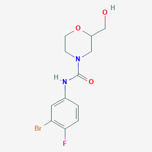 molecular formula C12H14BrFN2O3 B7137266 N-(3-bromo-4-fluorophenyl)-2-(hydroxymethyl)morpholine-4-carboxamide 