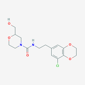 molecular formula C16H21ClN2O5 B7137322 N-[2-(5-chloro-2,3-dihydro-1,4-benzodioxin-7-yl)ethyl]-2-(hydroxymethyl)morpholine-4-carboxamide 