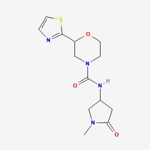 molecular formula C13H18N4O3S B7137360 N-(1-methyl-5-oxopyrrolidin-3-yl)-2-(1,3-thiazol-2-yl)morpholine-4-carboxamide 