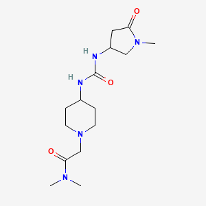 molecular formula C15H27N5O3 B7137376 N,N-dimethyl-2-[4-[(1-methyl-5-oxopyrrolidin-3-yl)carbamoylamino]piperidin-1-yl]acetamide 
