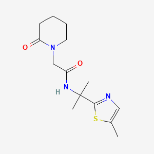 molecular formula C14H21N3O2S B7137495 N-[2-(5-methyl-1,3-thiazol-2-yl)propan-2-yl]-2-(2-oxopiperidin-1-yl)acetamide 
