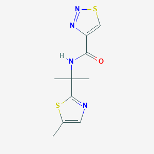 molecular formula C10H12N4OS2 B7137517 N-[2-(5-methyl-1,3-thiazol-2-yl)propan-2-yl]thiadiazole-4-carboxamide 