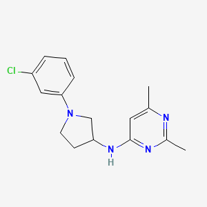 molecular formula C16H19ClN4 B7137537 N-[1-(3-chlorophenyl)pyrrolidin-3-yl]-2,6-dimethylpyrimidin-4-amine 
